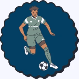 A soccer player about to kick the ball
