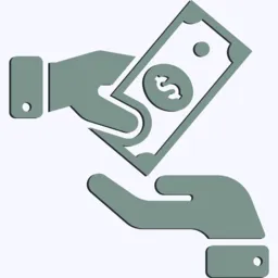 A hand gives paper money to an outstretched hand
