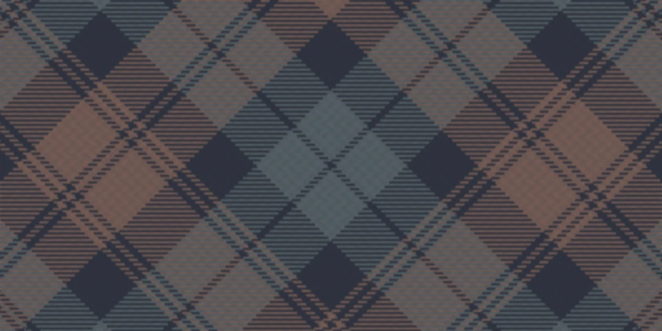 Tartan background pattern in light colors: sage, coral, chalk, and ash